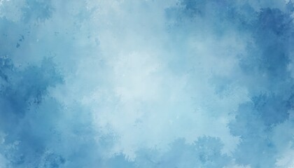 Obraz premium Watercolor gradient background transitioning from dark to light blue hues. Scattered subtle textures provide a 3D effect, ideal for graphic design, web backgrounds, or decorative cards.