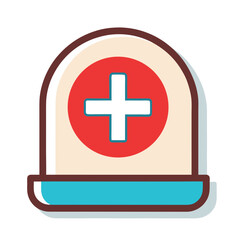 Red cross medical symbol on cream and blue base white