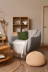 Comfortable armchair in interior of modern living room