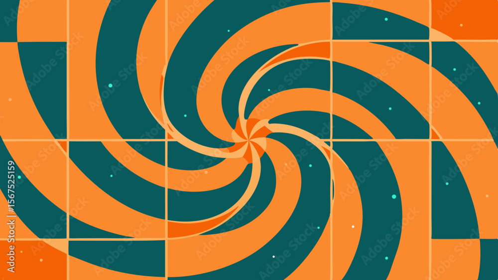 Poster abstract swirl pattern with grid overlay and speckled detail