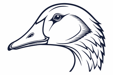 Striking shows a detailed goose head in black against a white backdrop © Sonda