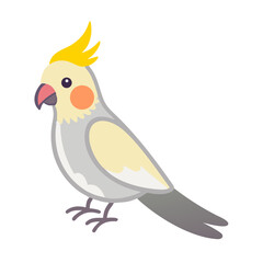 cockatiel bird, colorful feathers, cute and adorable parrot, perched on branch, digital art, vibrant colors, minimalist style, 3d render
