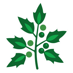  Green Leafy Branch – Botanical Flat Vector