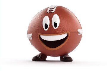 Football (American) isolated in 3d cartoon character on white background