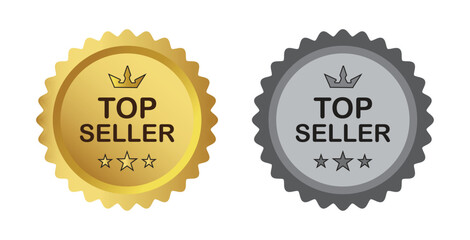 Top seller badge vector set, Gold and silver award label design