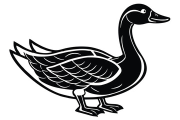 Outlined goose stands gracefully, its black lines creating simple and elegant depiction