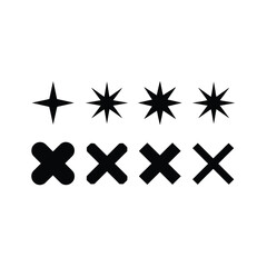 Obraz premium Minimalist Star and Cross Pattern – Solid Black Vector Symbols with Sharp Edges and Balance