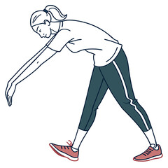Woman stretching forward with arms extended fitness exercise
