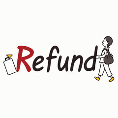 Woman walking with refund bag shopping