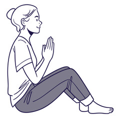 Woman sitting with hands clasped in prayer praying meditation