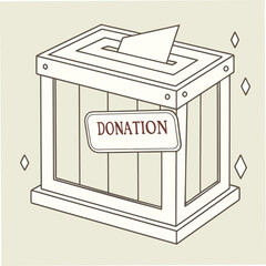 Wooden donation box with paper slip contribution giving
