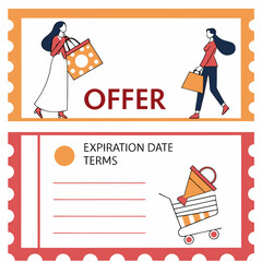 Women shopping with bags and offer coupon sale discount
