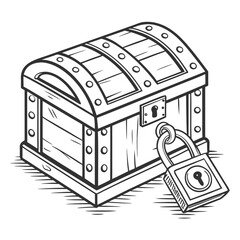 Wooden treasure chest with metal bands and padlock wooden chest locked