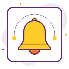 Yellow bell with purple outline and orange accent notification alert