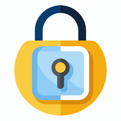 Yellow blue padlock with keyhole security safety