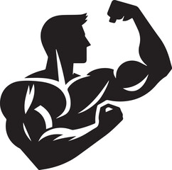 Muscular chest body builder gym fitness silhouette