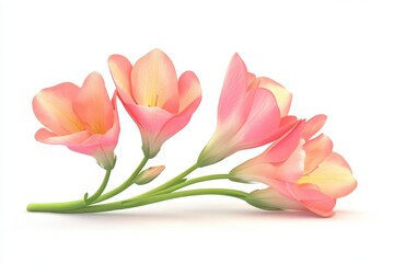 Freesia isolated in 3d cartoon character on white background