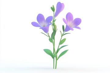 Freesia isolated in 3d cartoon character on white background