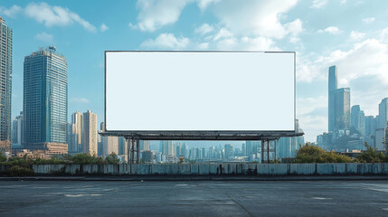 Blank outdoor billboard in a modern city