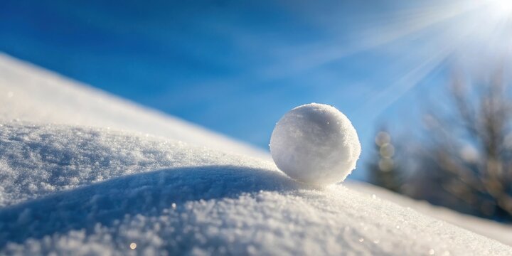 Rolling snowball down hill in slow motion