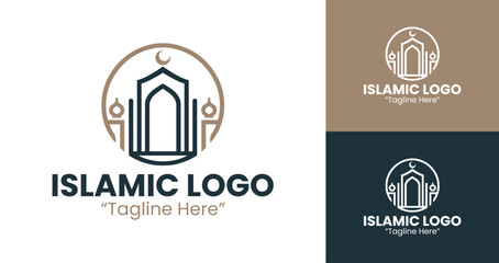 Simple Islamic Logo Design in Dark Blue and Brown for Contemporary Cultural Branding
