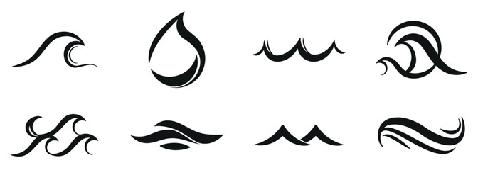 Wave icon set, Waves and wavy icons vector.
Curved lines, vector illustration
