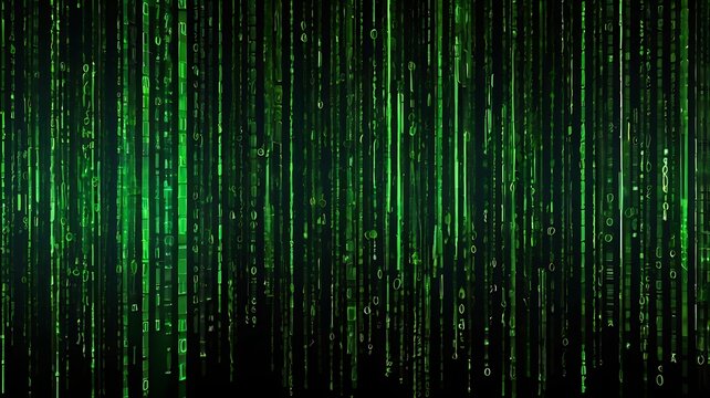 Digital Rain Abstract Green Code Streaming Background
