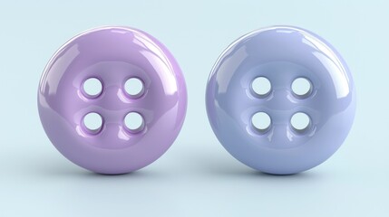 Two pastel-colored buttons, four holes each