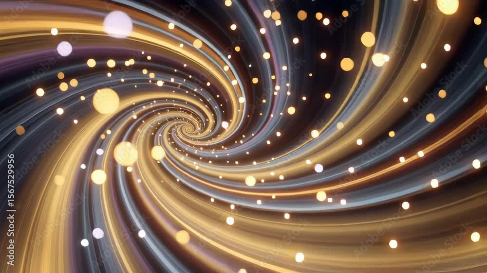 Poster abstract dynamic swirl of lights with bokeh effects in a dark backdrop, creating a magical and lumin
