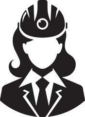 Silhouette cartoon with Civil engineer vector 