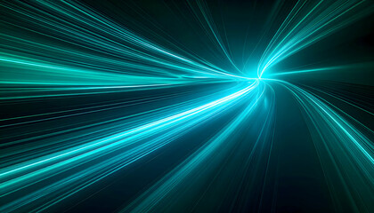 Teal Light Speed Tunnel Abstract.