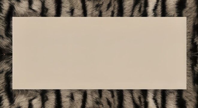 symmetrically cut tiger fur pattern on neutral background, blank area for bold title, wildlife campaign style