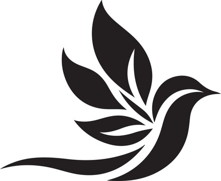 black and white brid floral element