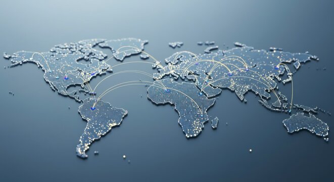 Global interconnectedness. A world map highlighting global network connections