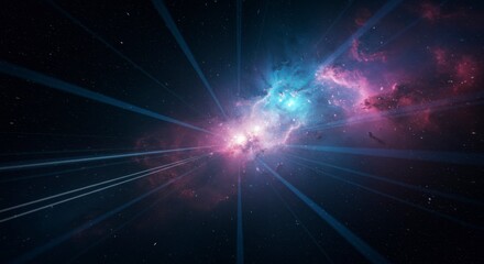 Fototapeta premium Nebula explosion in cosmic rays