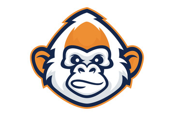 Orangutan face emblem presents a modern style with white and orange color scheme