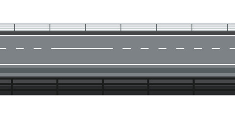 Road To City. Straight empty road through the meadow. Summer landscape vector illustration. 