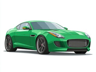 Fototapeta premium Pixel Art Green Sports Coupe on White Background