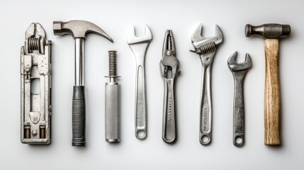 Realistic stock photo of Fathers day tools with white tones, evoking a formal mood, targeting Graphic designers