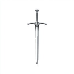 Pixel Art Silver Sword Illustration on White Background