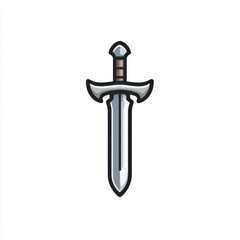 Pixel Art Silver Sword with Brown Handle on White Background