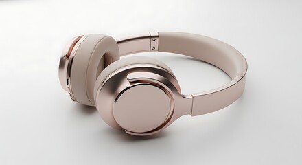 Elegant rose gold wireless headphones on a clean white surface product shot