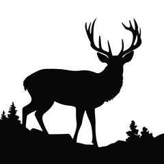 Majestic Stag Silhouette Against Simple Landscape