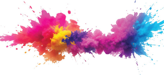 Rainbow Festival Powder Splash – Bright Holi Paint Explosion on White Background for Vibrant Vector Design
