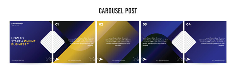 Editable Instagram Carousel Post Layout Set, Social Media Marketing microblog template design, tips & tricks linkedin post template, eps 10.