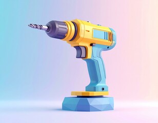 Colorful cordless drill on pastel background