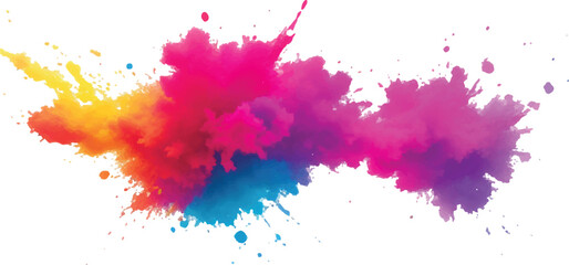 Abstract Holi Color Explosion – Isolated Bright Rainbow Powder Splash on White for Vibrant Festival Graphics
