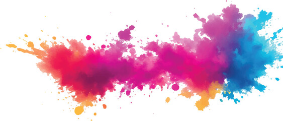 Abstract Holi Color Explosion – Isolated Bright Rainbow Powder Splash on White for Vibrant Festival Graphics
