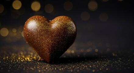Heart-shaped chocolate, gold glitter
