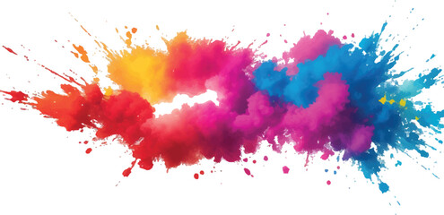  Holi Festival Paint Burst – Colorful Powder Explosion with Rainbow Pigment on Clean White Isolated Background
